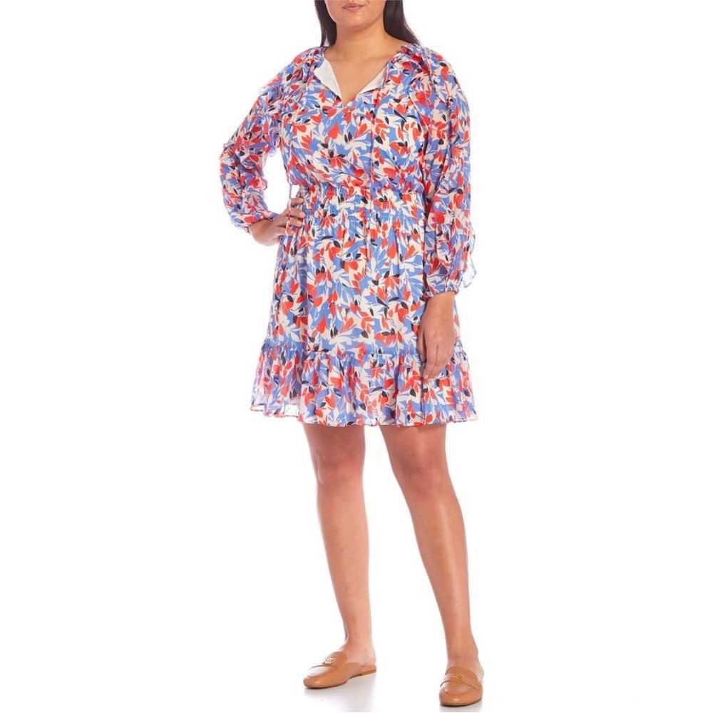 Lauren Ralph Lauren Georgette Allover Floral Mini Dress Size 16 Multi - Picture 2 of 10